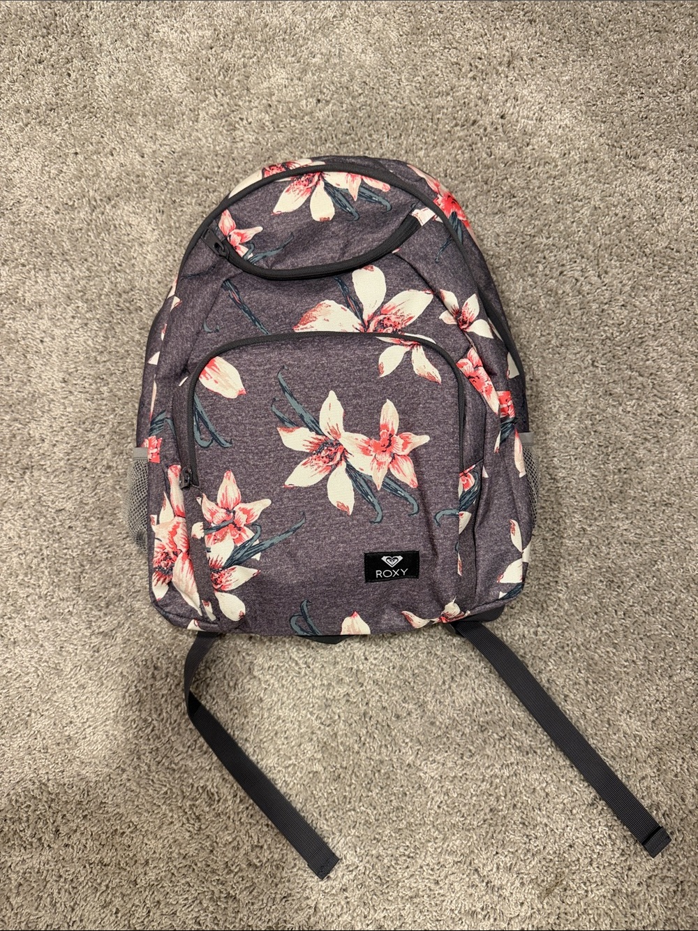 Roxy Floral Lilac Backpack with Pink Accents